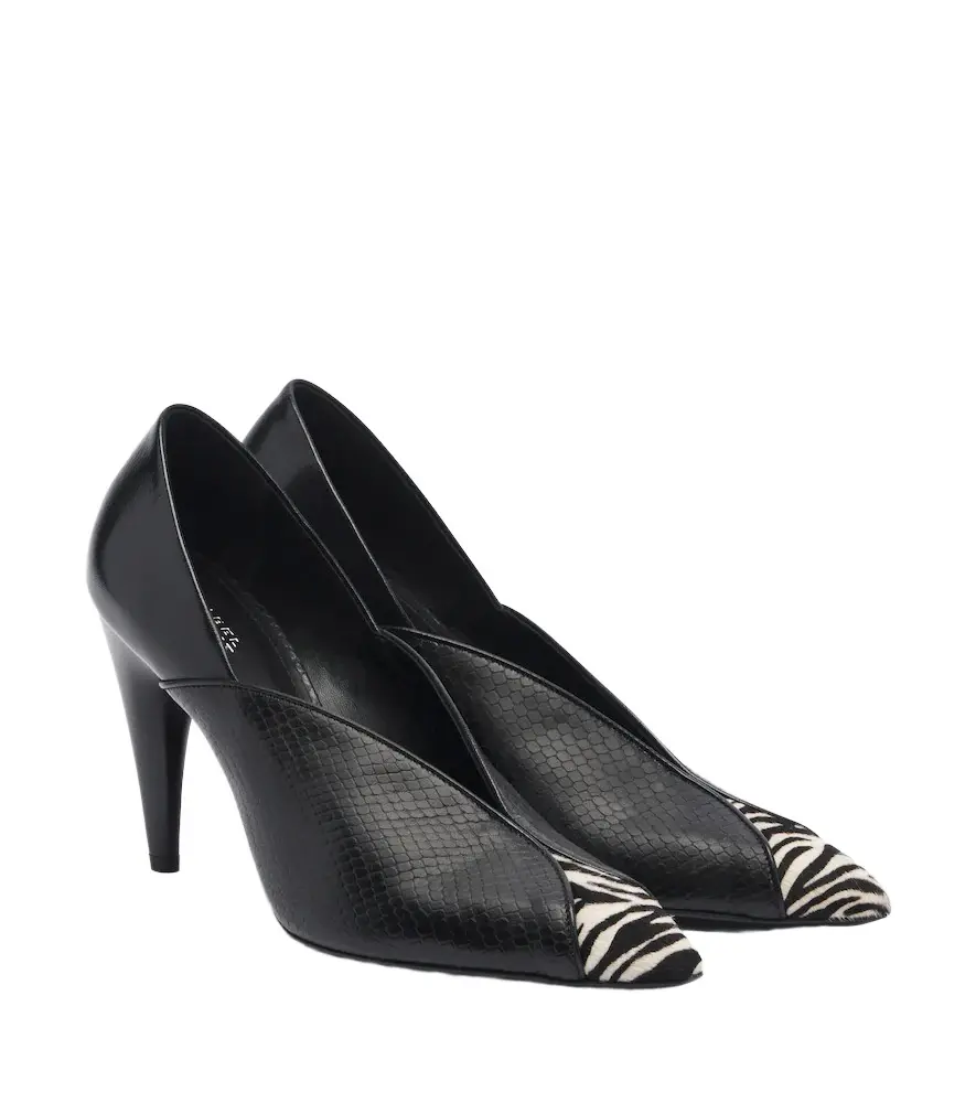 Isabel Marant Luza calf hair-trimmed snake-effect leather pumps | Image 1 Isabel Marant Luza calf hair-trimmed snake-effect leather pumps | Image 1