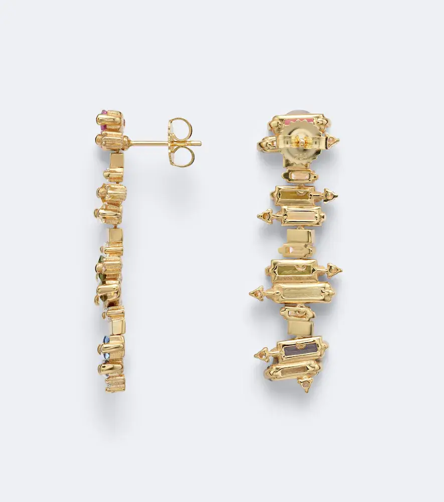 Suzanne Kalan 18kt gold drop earrings with sapphires and diamonds | Thumbnail 2 Suzanne Kalan 18kt gold drop earrings with sapphires and diamonds | Thumbnail 2