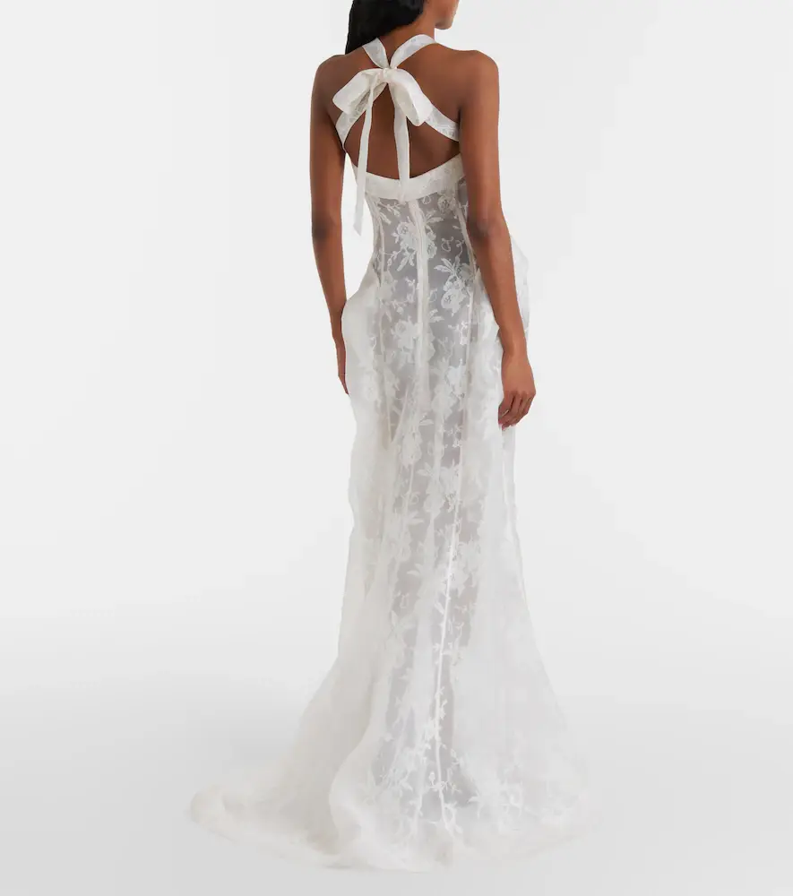 Alexander McQueen Sheer silk lace gown | Thumbnail 6