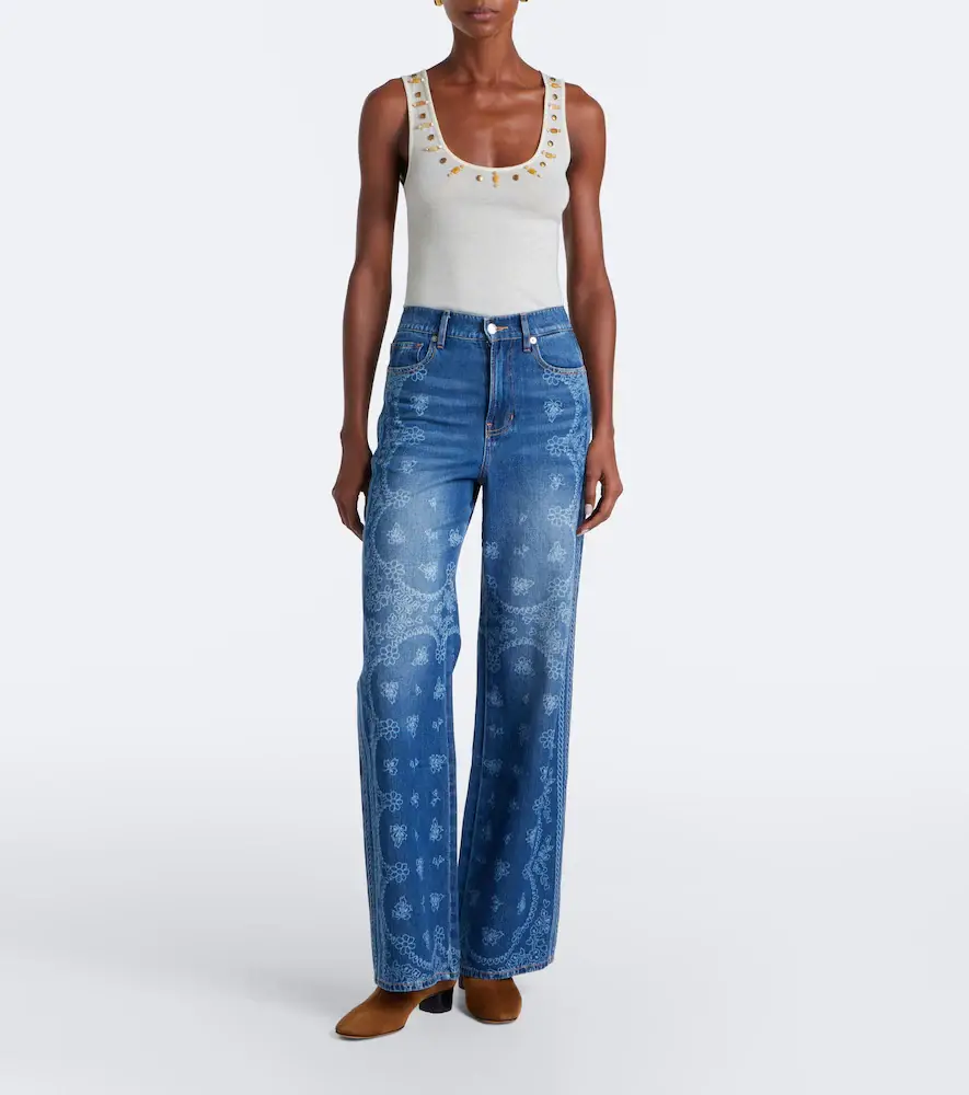Veronica Beard Taylor printed wide-leg jean | Thumbnail 5 Veronica Beard Taylor printed wide-leg jean | Thumbnail 5