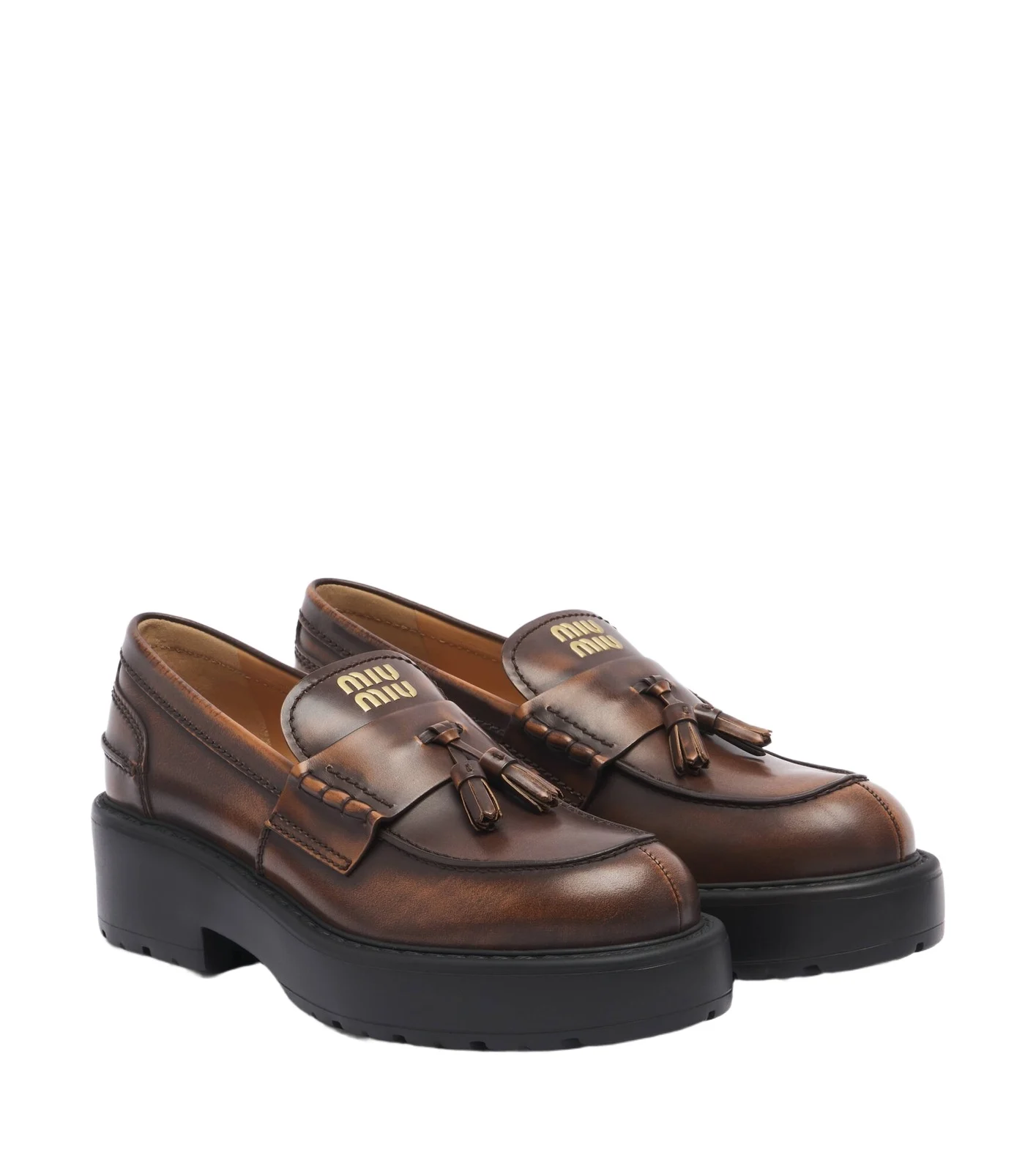 Leather platform loafers