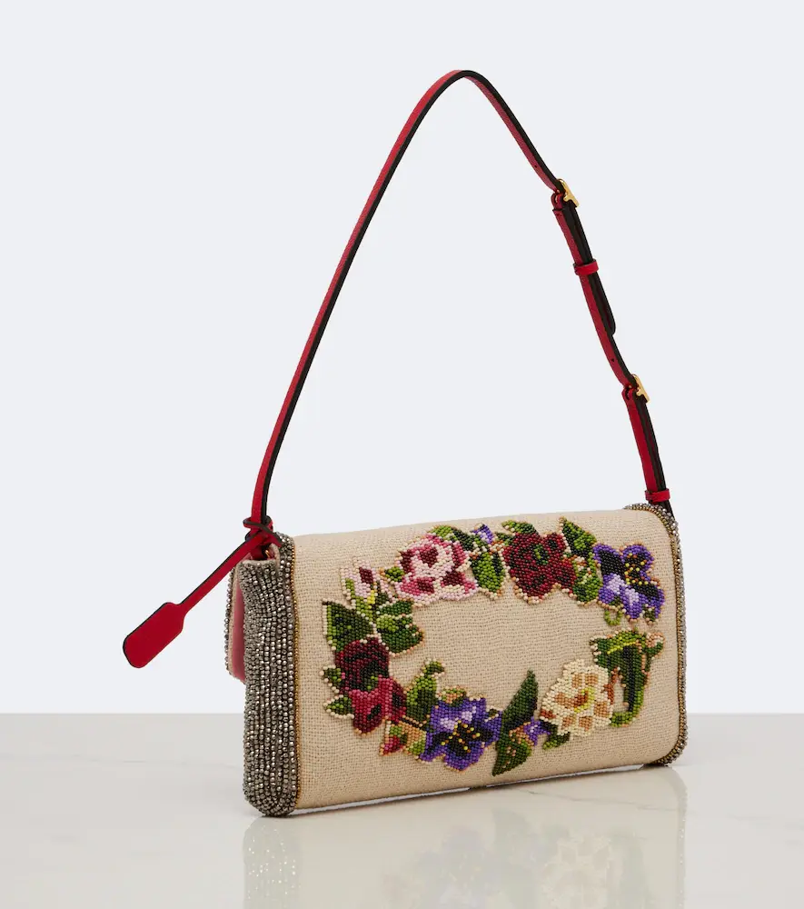 Valentino Garavani DeVain Small floral beaded shoulder bag | Thumbnail 2