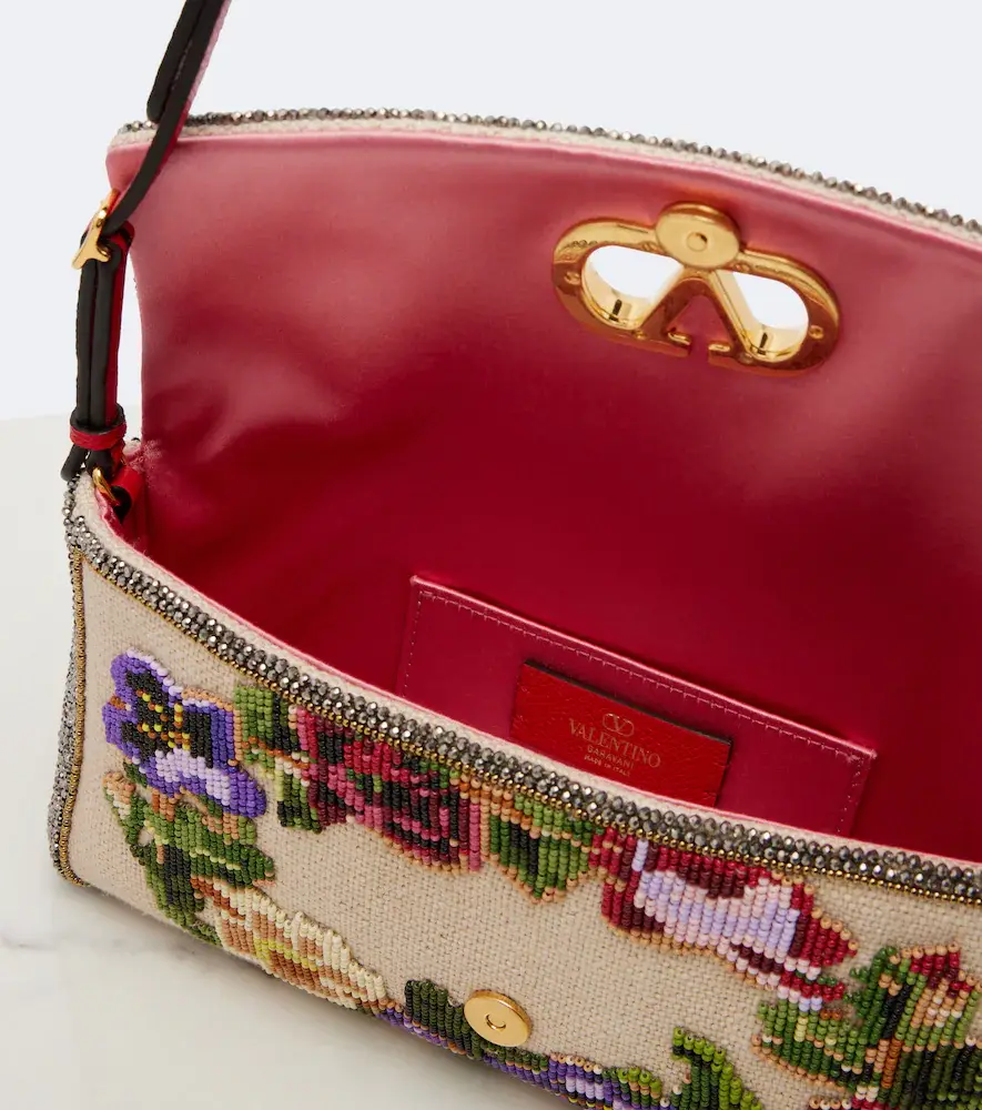 Valentino Garavani DeVain Small floral beaded shoulder bag | Thumbnail 3