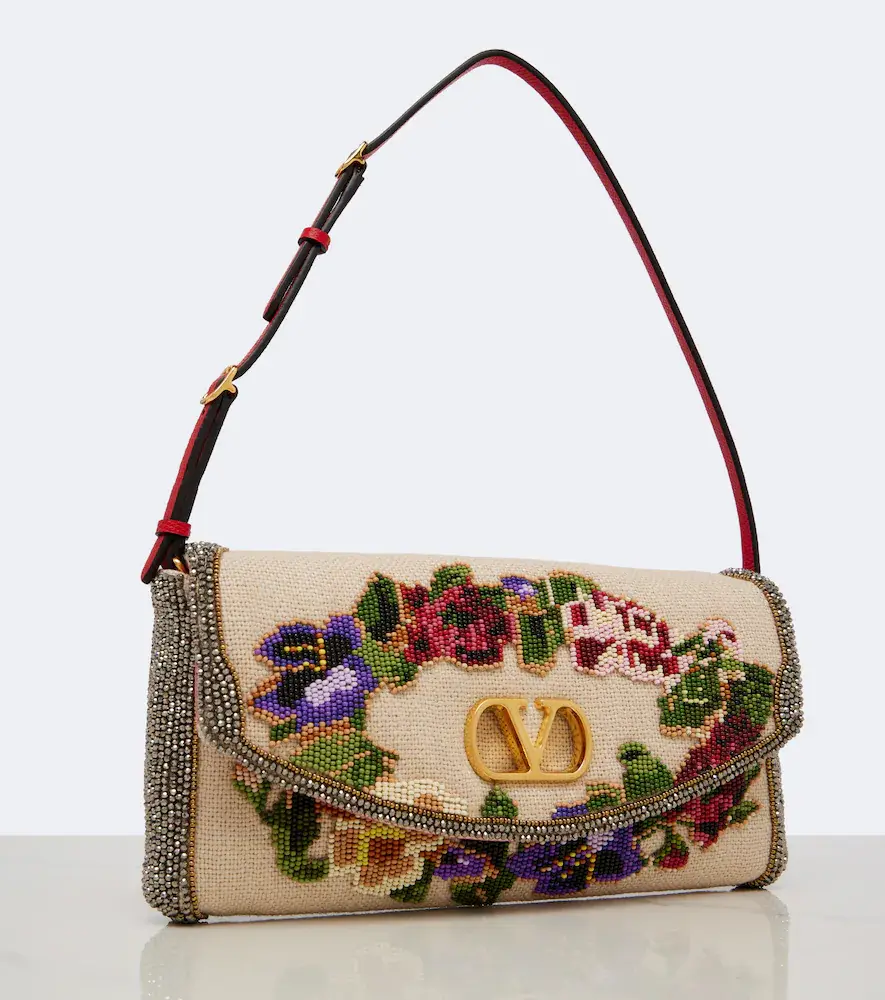 Valentino Garavani DeVain Small floral beaded shoulder bag | Thumbnail 4