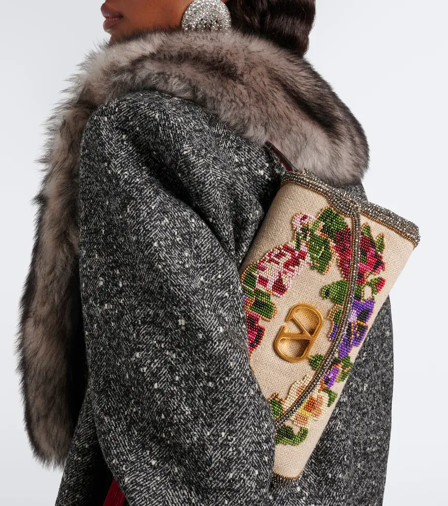 Valentino Garavani DeVain Small floral beaded shoulder bag | Thumbnail 6