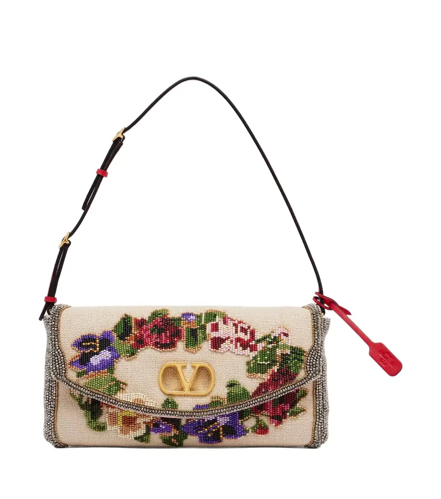 Valentino Garavani DeVain Small floral beaded shoulder bag | Image 1 Valentino Garavani DeVain Small floral beaded shoulder bag | Image 1
