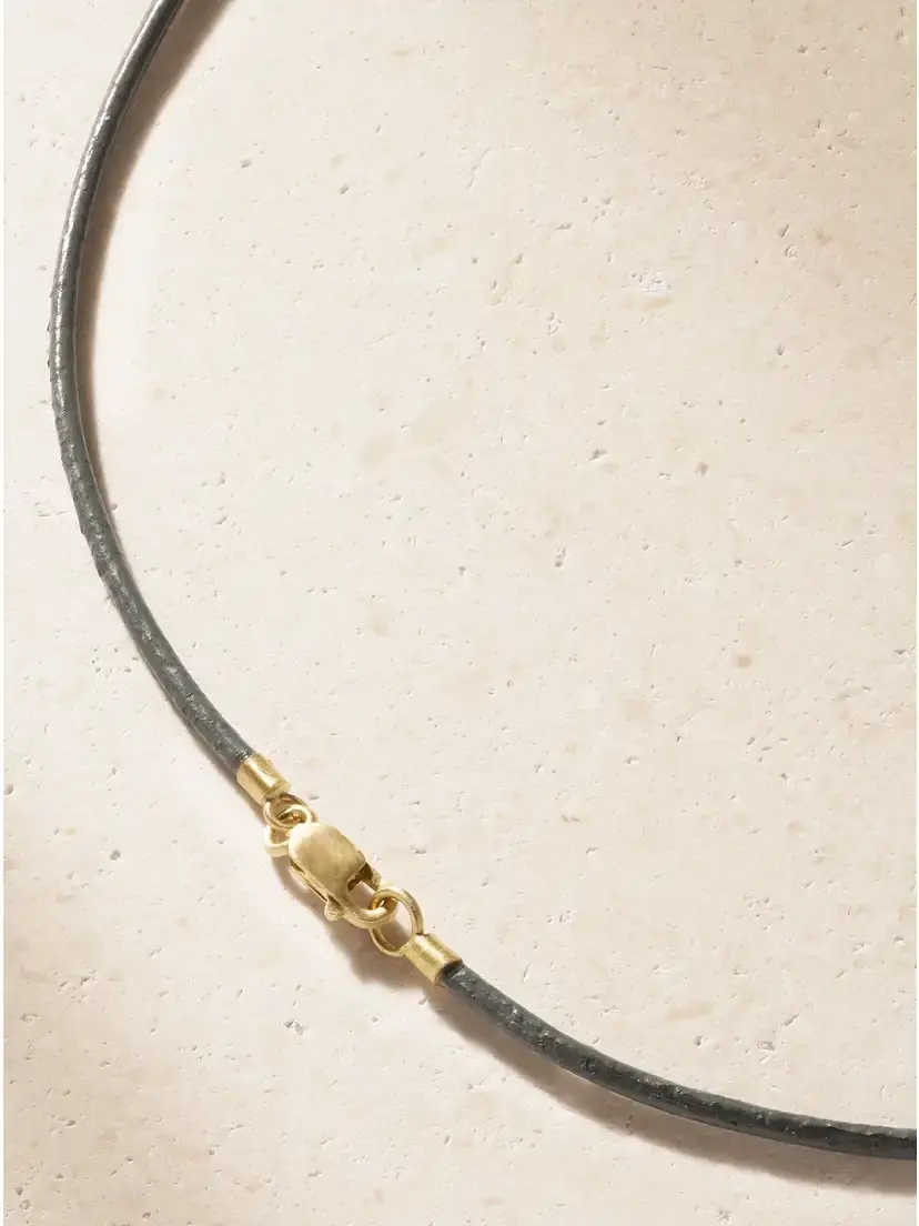 Marisa Klass 18-karat Gold, Moonstone, Rutilated Quartz And Leather Necklace - Neutrals | Thumbnail 3