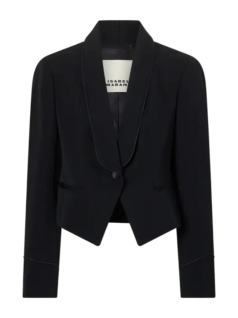 Isabel Marant Pialena Cropped Satin-trimmed Wool-twill Blazer