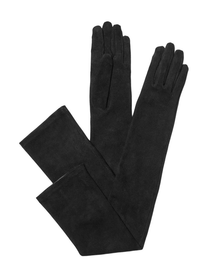 Michael Kors Collection Suede Opera Gloves in Black