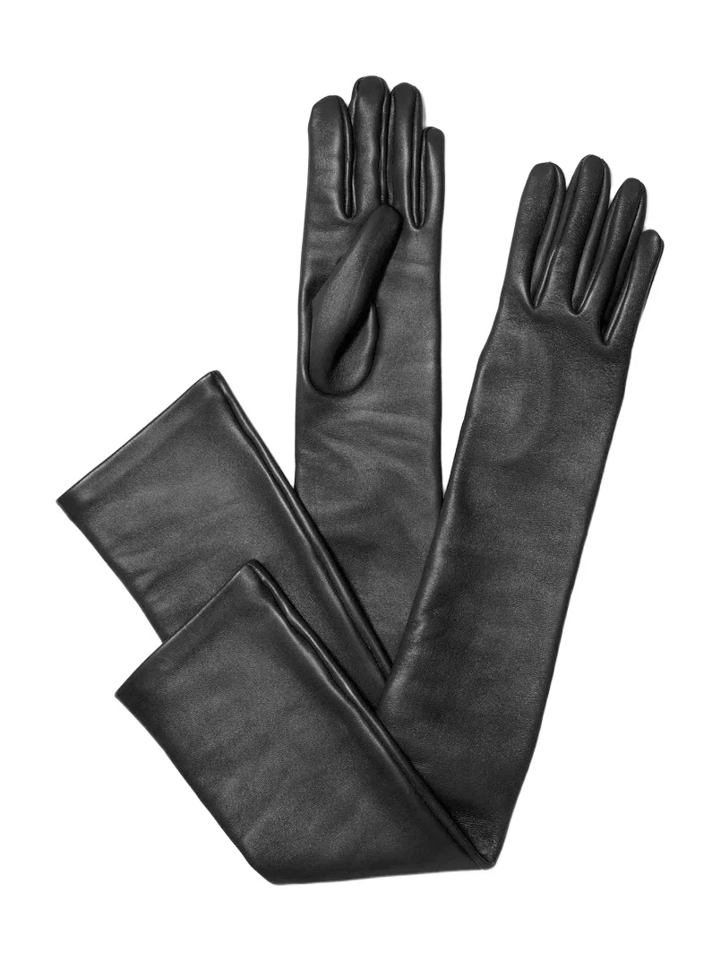 Michael Kors Collection Leather Opera Gloves in Black