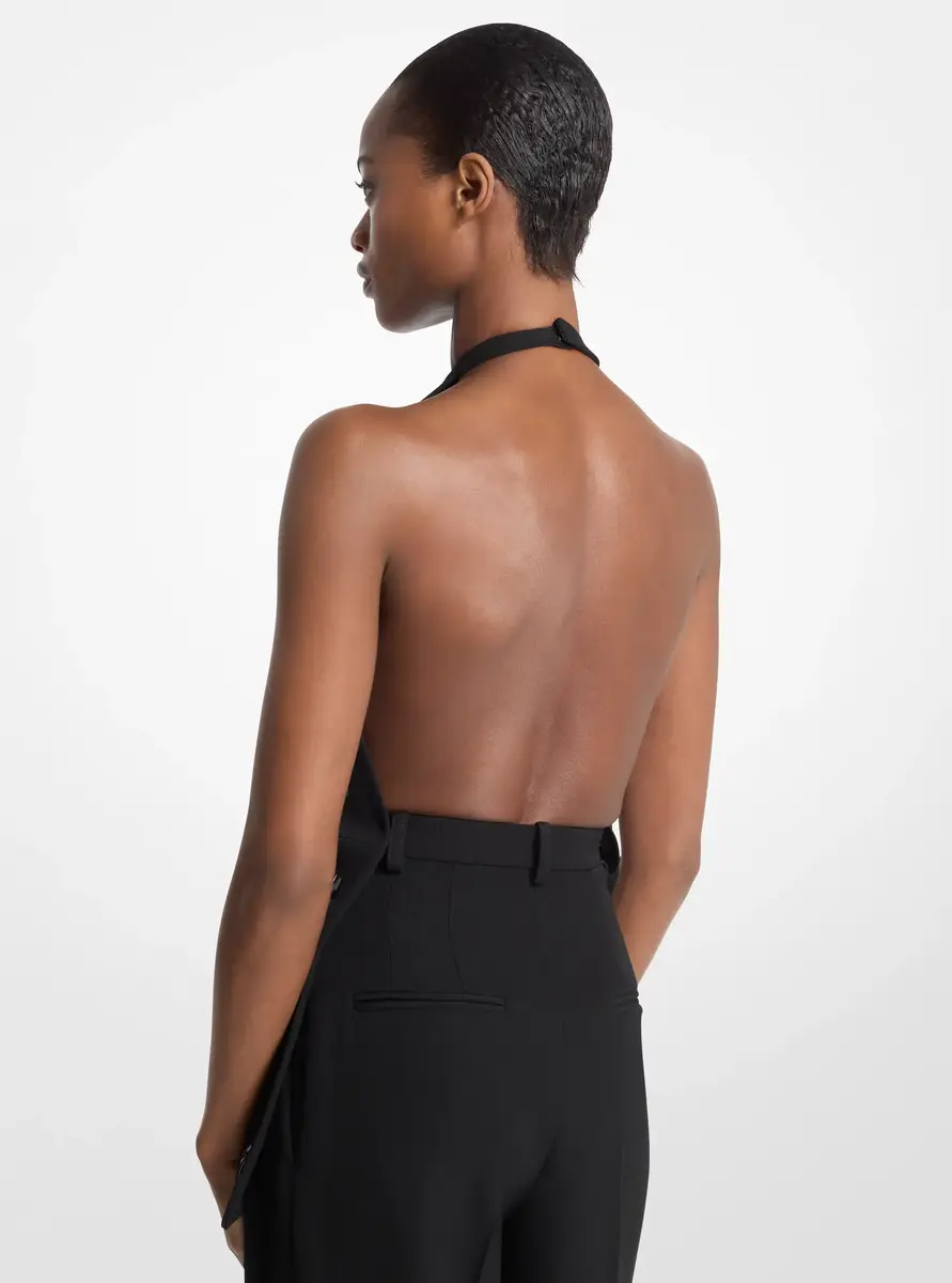 Michael Kors Collection Hand-Embroidered Paillette Wool Gabardine Halter Top in Black | Thumbnail 2 Michael Kors Collection Hand-Embroidered Paillette Wool Gabardine Halter Top in Black | Thumbnail 2