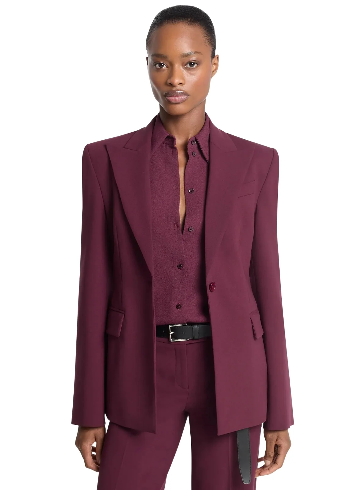 Michael Kors Collection Georgie Stretch Wool Crepe Blazer in Red
