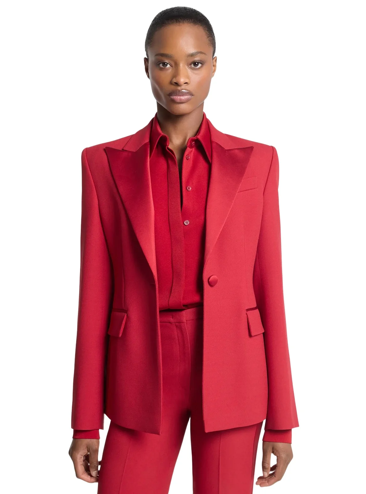 Michael Kors Collection Georgie Double Crepe Sablé Blazer in Red