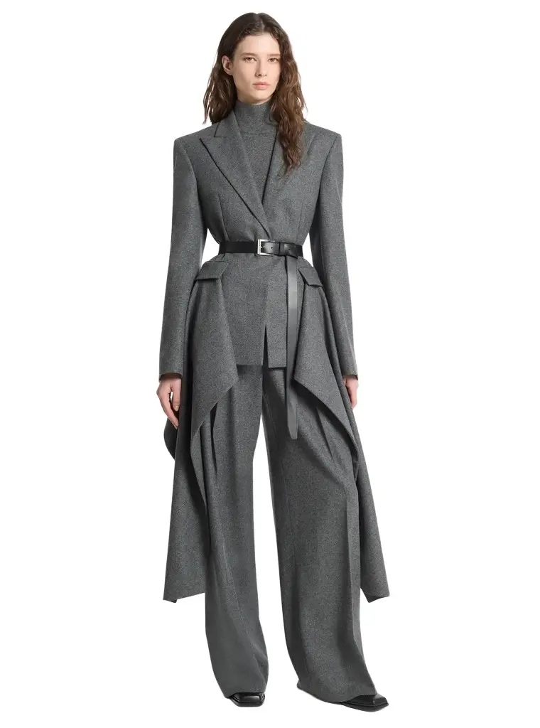 Michael Kors Collection Wool Flannel Belted Cascade Blazer | Image 1 Michael Kors Collection Wool Flannel Belted Cascade Blazer | Image 1