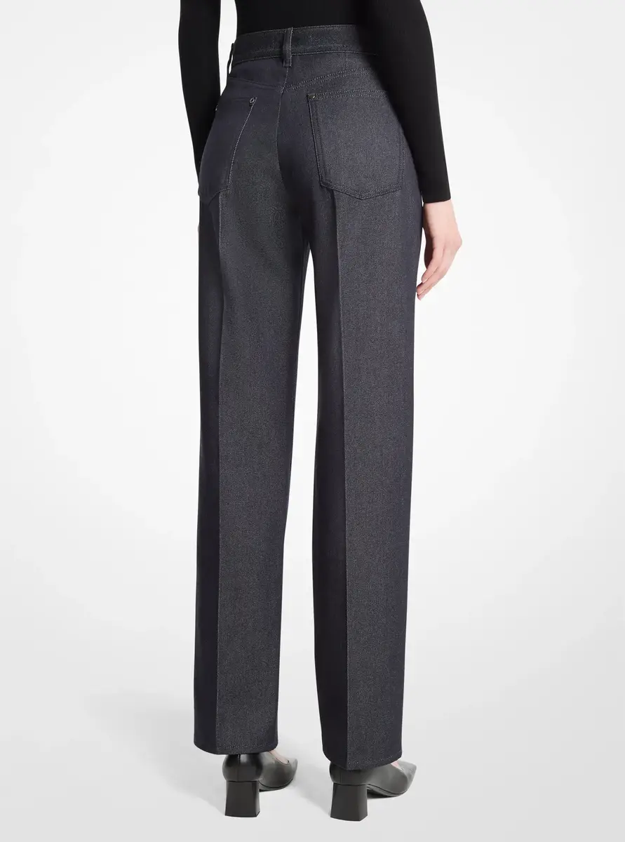 Michael Kors Collection Wool Cotton Twill Stovepipe Trouser Jeans in Blue | Thumbnail 2