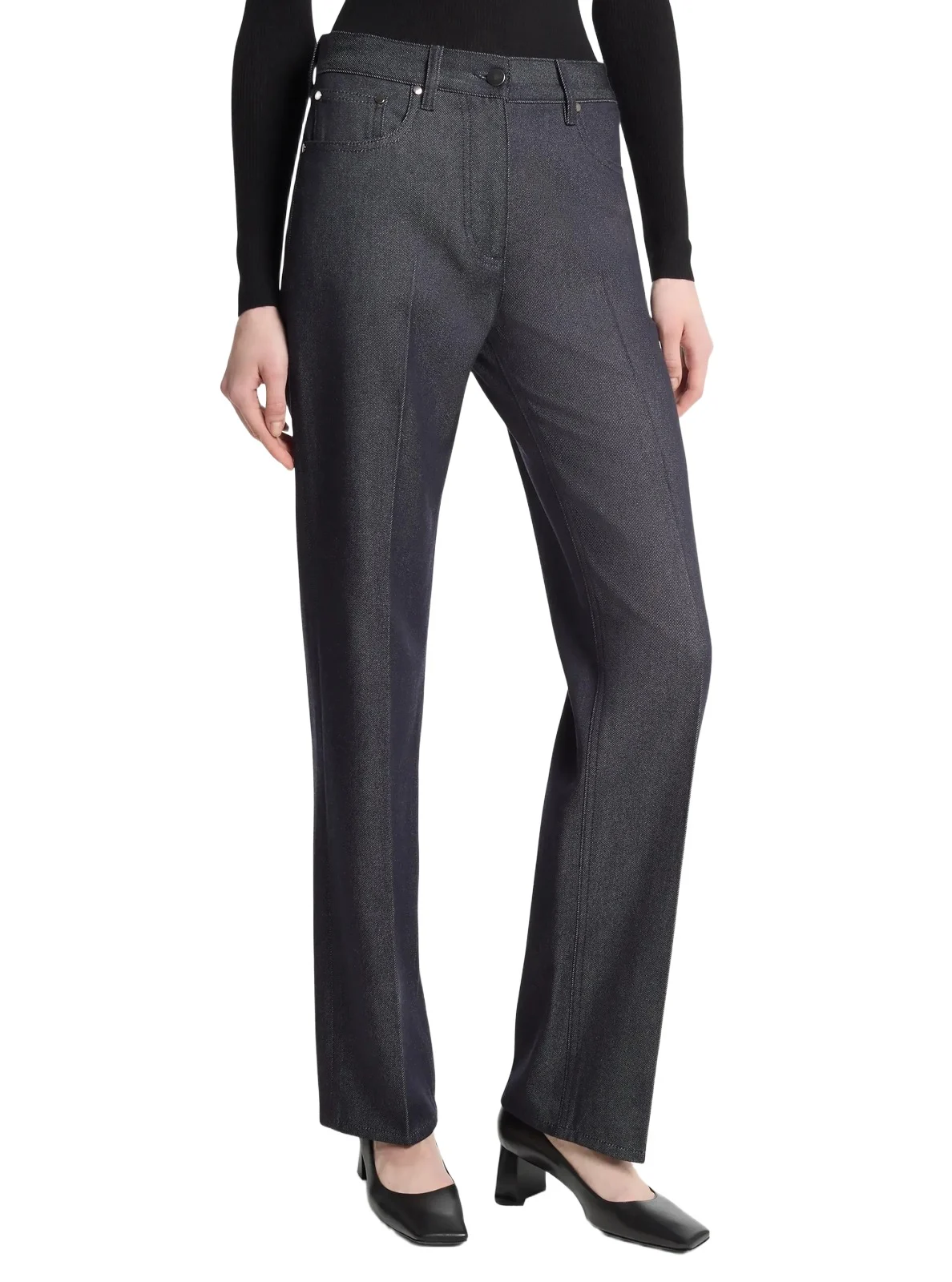 Michael Kors Collection Wool Cotton Twill Stovepipe Trouser Jeans in Blue