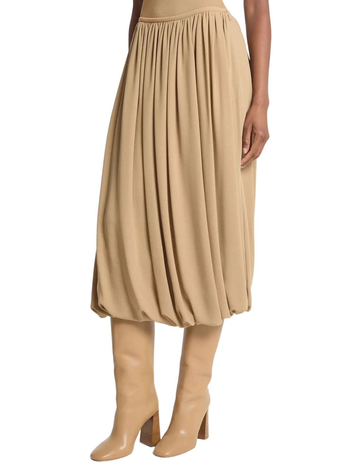 Michael Kors Collection Tissue Wool Crepe Bubble Skirt in Natural