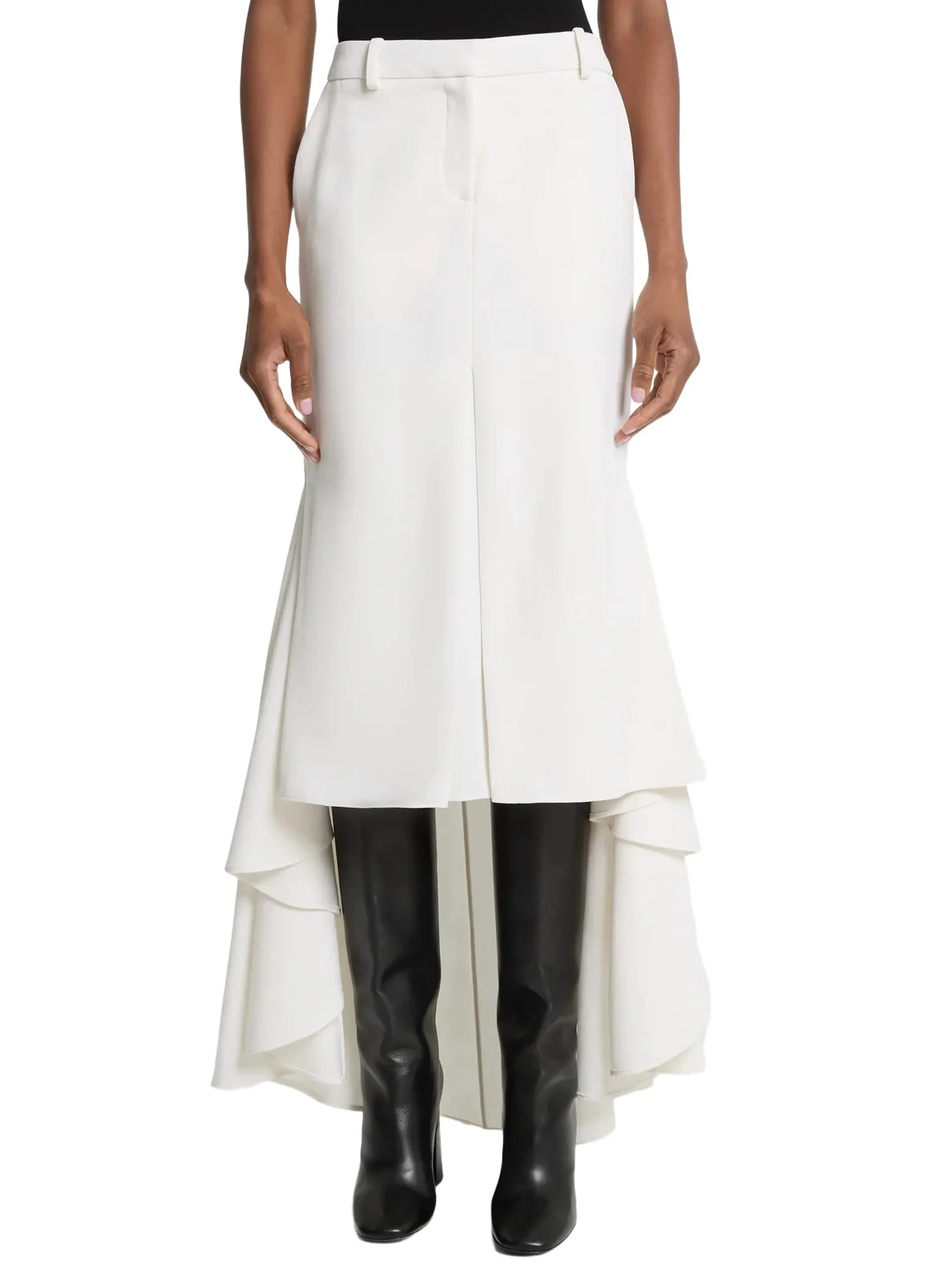 Michael Kors Collection Wool Gabardine High-Low Trouser Skirt in Natural