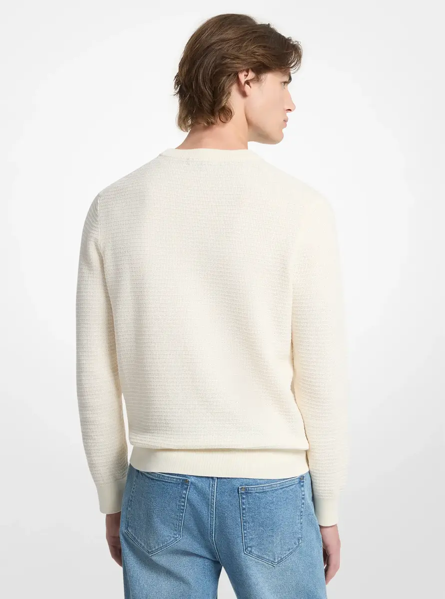 Michael Kors Collection Textured Cotton Sweater in Natural | Thumbnail 2 Michael Kors Collection Textured Cotton Sweater in Natural | Thumbnail 2