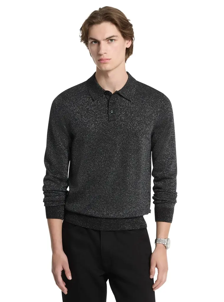 Michael Kors Collection Metallic Wool Polo Sweater | Image 1 Michael Kors Collection Metallic Wool Polo Sweater | Image 1