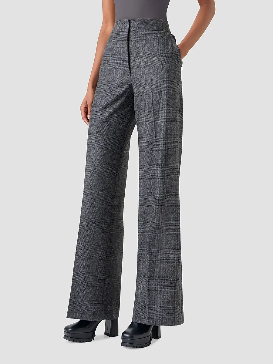 Akris Women's Fior Plaid Stretch-Wool Straight-Leg Pants | Thumbnail 3