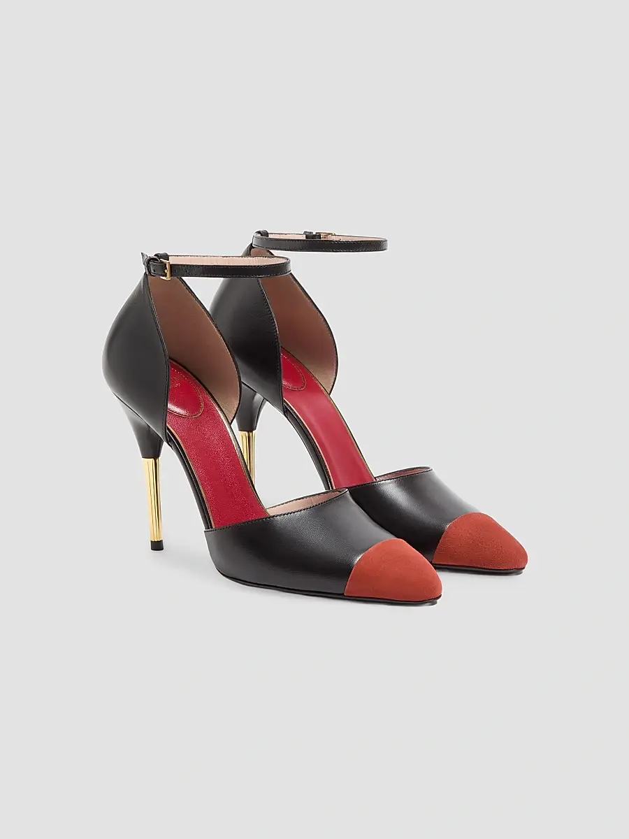 Valentino Women's D'orsay 105MM Sinead Pumps in Goatskin and Suede - Black Rust | Thumbnail 2 Valentino Women's D'orsay 105MM Sinead Pumps in Goatskin and Suede - Black Rust | Thumbnail 2