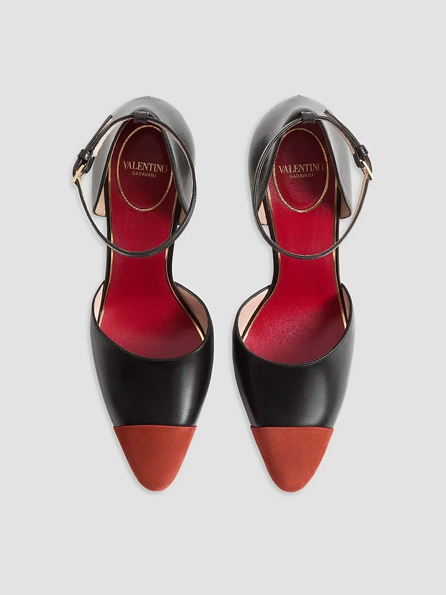 Valentino Women's D'orsay 105MM Sinead Pumps in Goatskin and Suede - Black Rust | Thumbnail 4 Valentino Women's D'orsay 105MM Sinead Pumps in Goatskin and Suede - Black Rust | Thumbnail 4