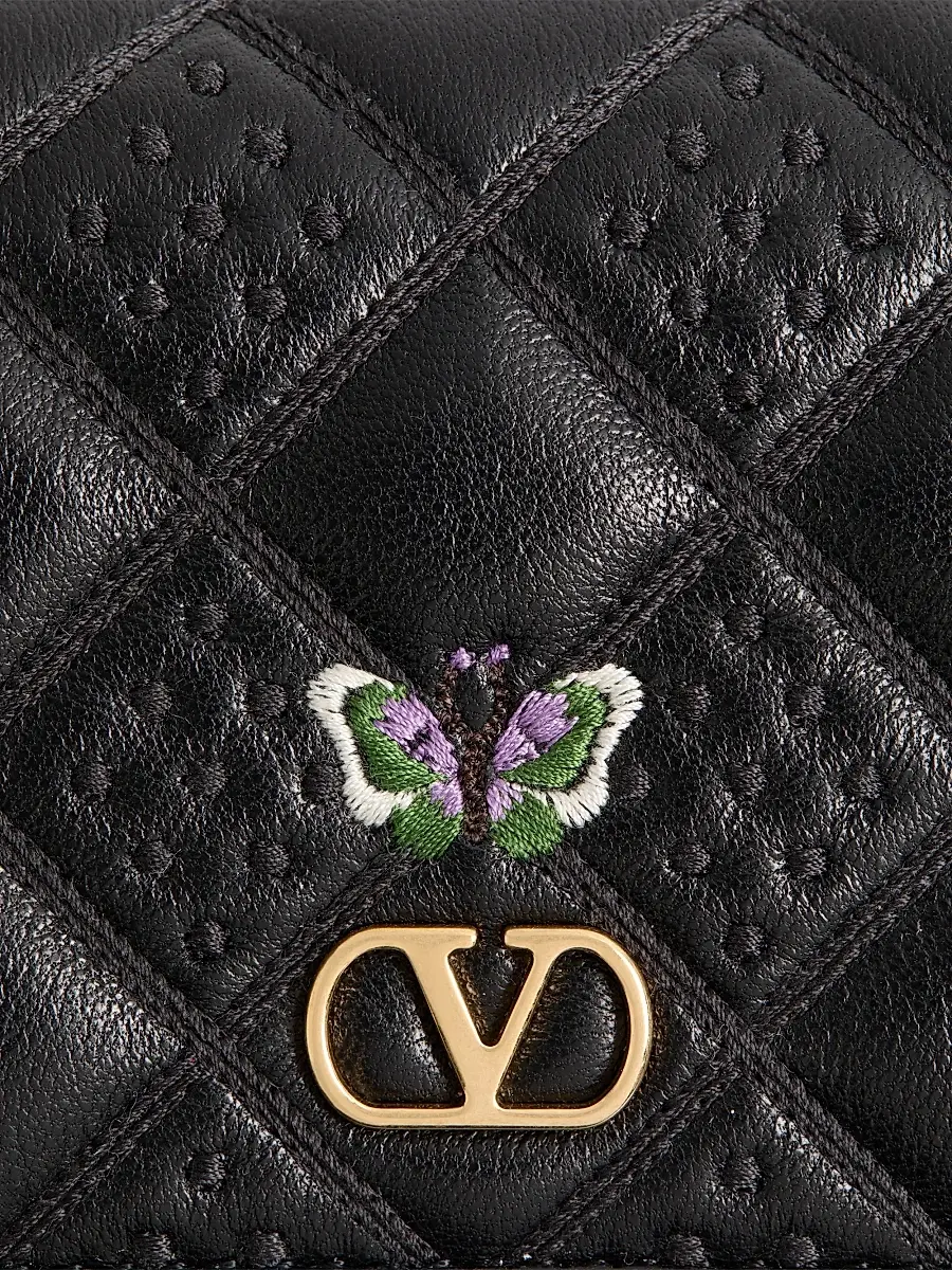 Valentino Women's Flutterby Wallet in Shiny Nappa Leather with Butterfly Embroidery - Black | Thumbnail 5 Valentino Women's Flutterby Wallet in Shiny Nappa Leather with Butterfly Embroidery - Black | Thumbnail 5