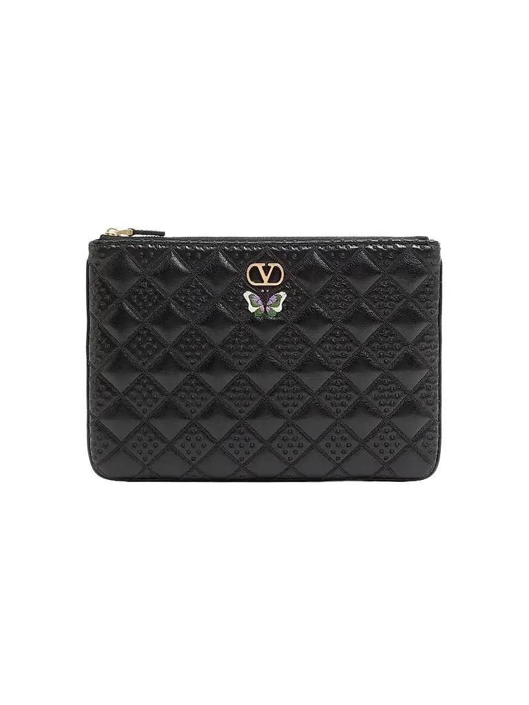 Valentino Garavani Women's Flutterby Clutch in Shiny Nappa Leather - Black | Image 1 Valentino Garavani Women's Flutterby Clutch in Shiny Nappa Leather - Black | Image 1