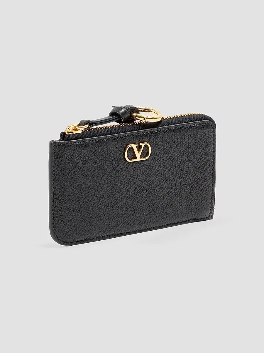 Valentino Women's Zip-Around Charm Card Holder in Grainy Calfskin - Black | Thumbnail 2 Valentino Women's Zip-Around Charm Card Holder in Grainy Calfskin - Black | Thumbnail 2