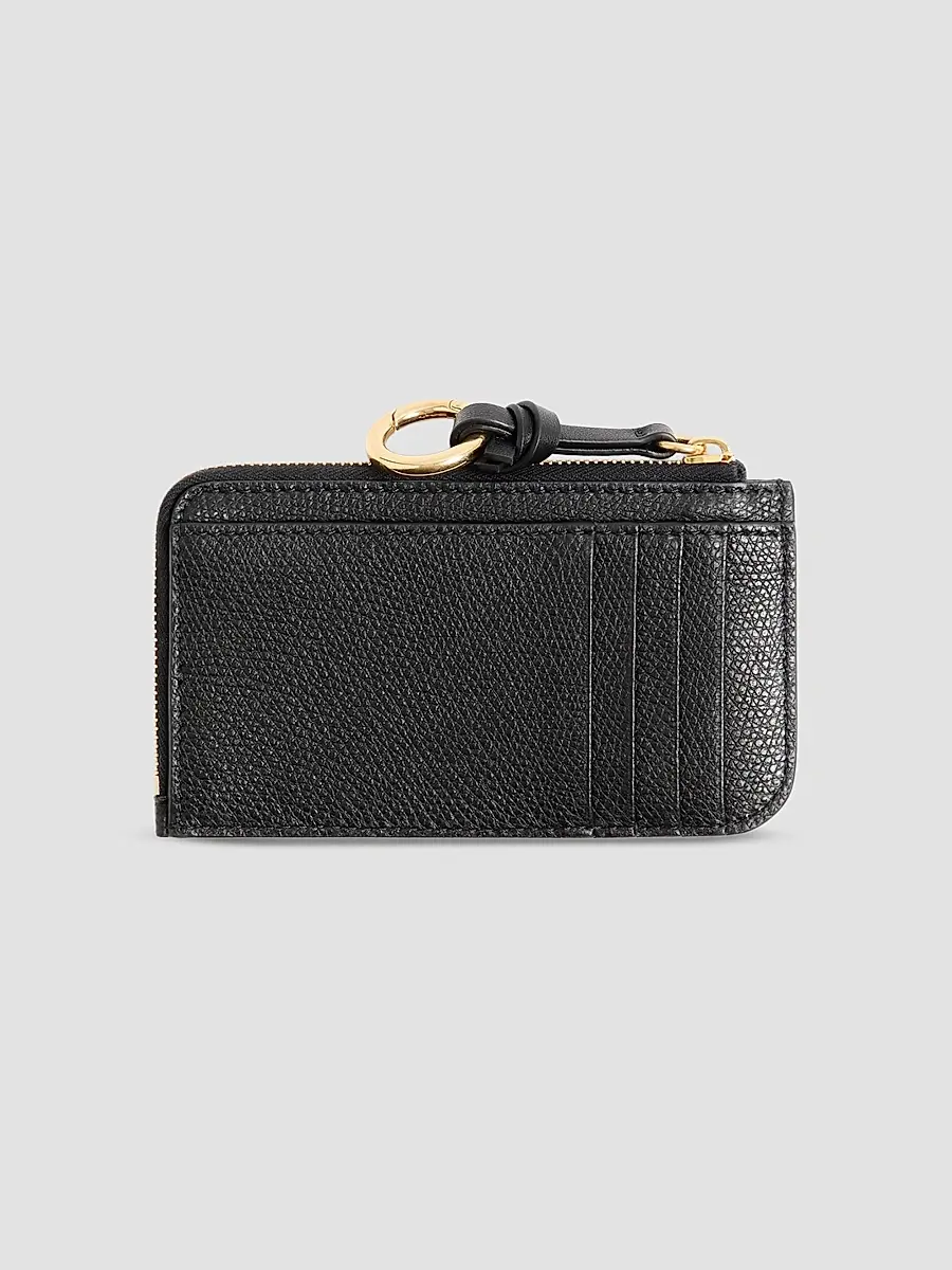 Valentino Women's Zip-Around Charm Card Holder in Grainy Calfskin - Black | Thumbnail 3 Valentino Women's Zip-Around Charm Card Holder in Grainy Calfskin - Black | Thumbnail 3
