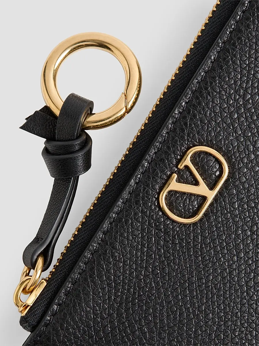 Valentino Women's Zip-Around Charm Card Holder in Grainy Calfskin - Black | Thumbnail 5 Valentino Women's Zip-Around Charm Card Holder in Grainy Calfskin - Black | Thumbnail 5