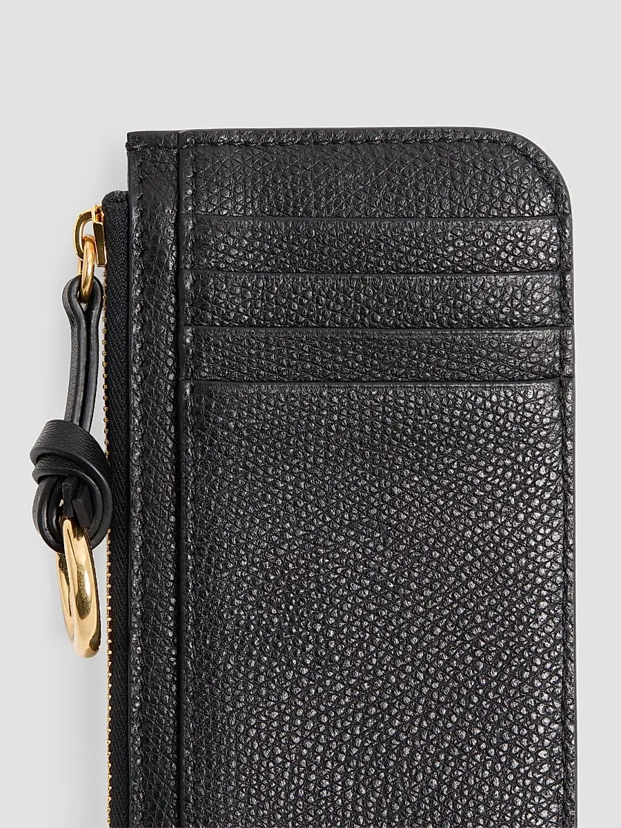 Valentino Women's Zip-Around Charm Card Holder in Grainy Calfskin - Black | Thumbnail 6 Valentino Women's Zip-Around Charm Card Holder in Grainy Calfskin - Black | Thumbnail 6