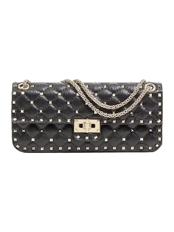 Women's Rockstud Spike Medium Shoulder Bag in Kidskin - Black Women's Rockstud Spike Medium Shoulder Bag in Kidskin - Black