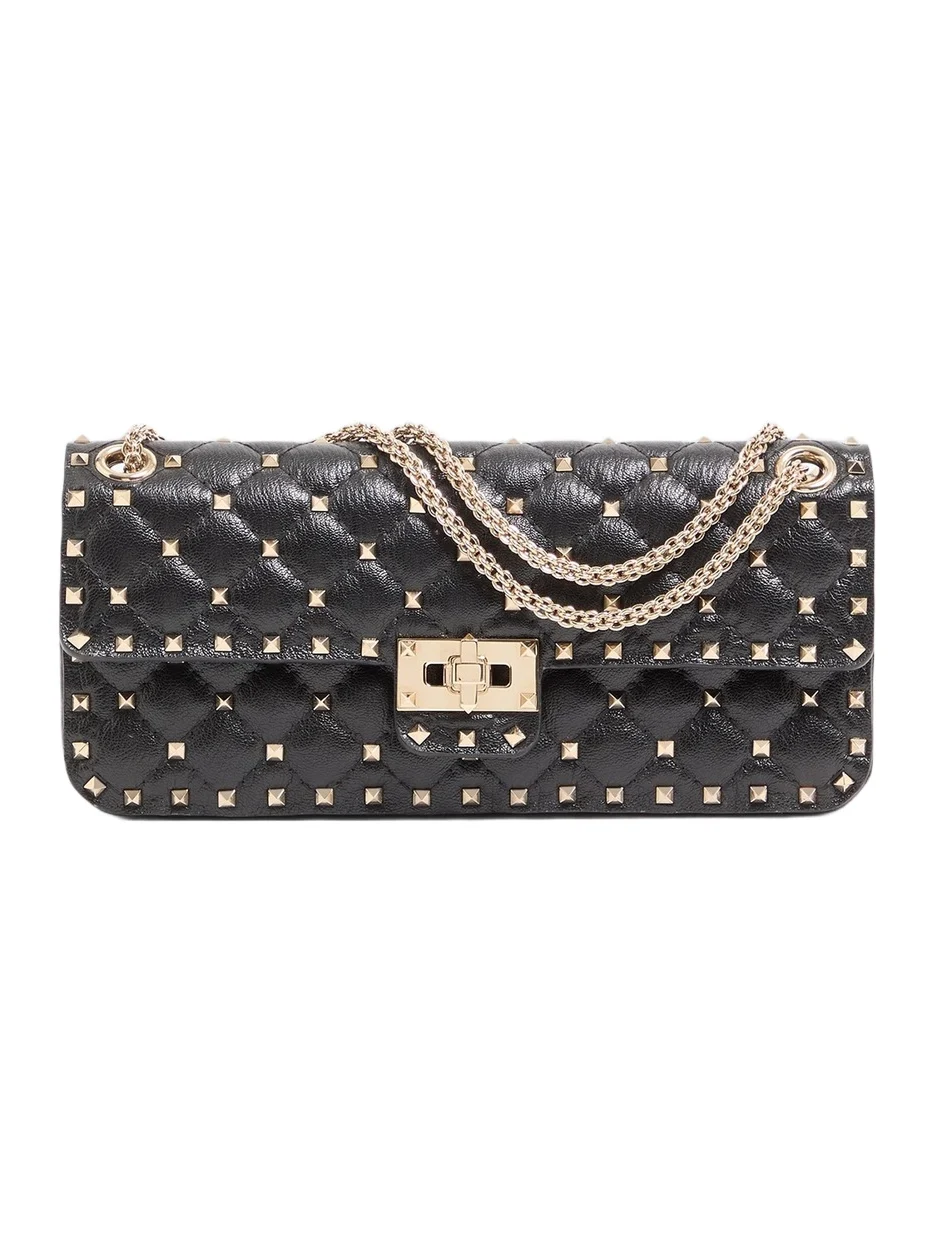 Valentino Women's Rockstud Spike Medium Shoulder Bag in Kidskin - Black