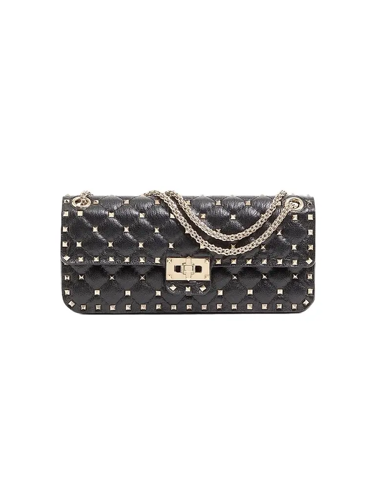 Valentino Garavani Women's Rock Stud Spike Medium Shoulder Bag in Kidskin - Black | Image 1 Valentino Garavani Women's Rock Stud Spike Medium Shoulder Bag in Kidskin - Black | Image 1