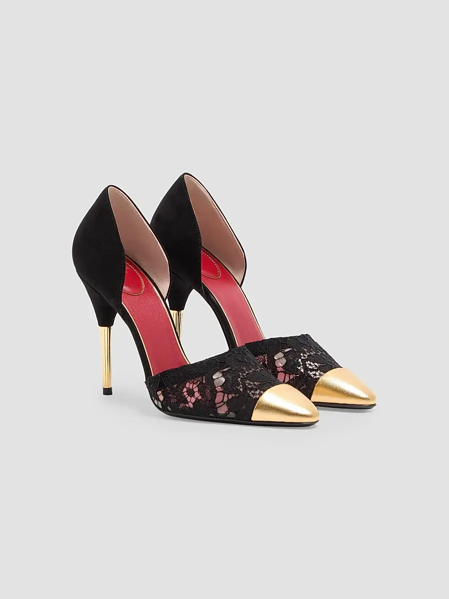 Valentino Women's Sinead Suede and Lace 105MM Pumps | Thumbnail 2 Valentino Women's Sinead Suede and Lace 105MM Pumps | Thumbnail 2