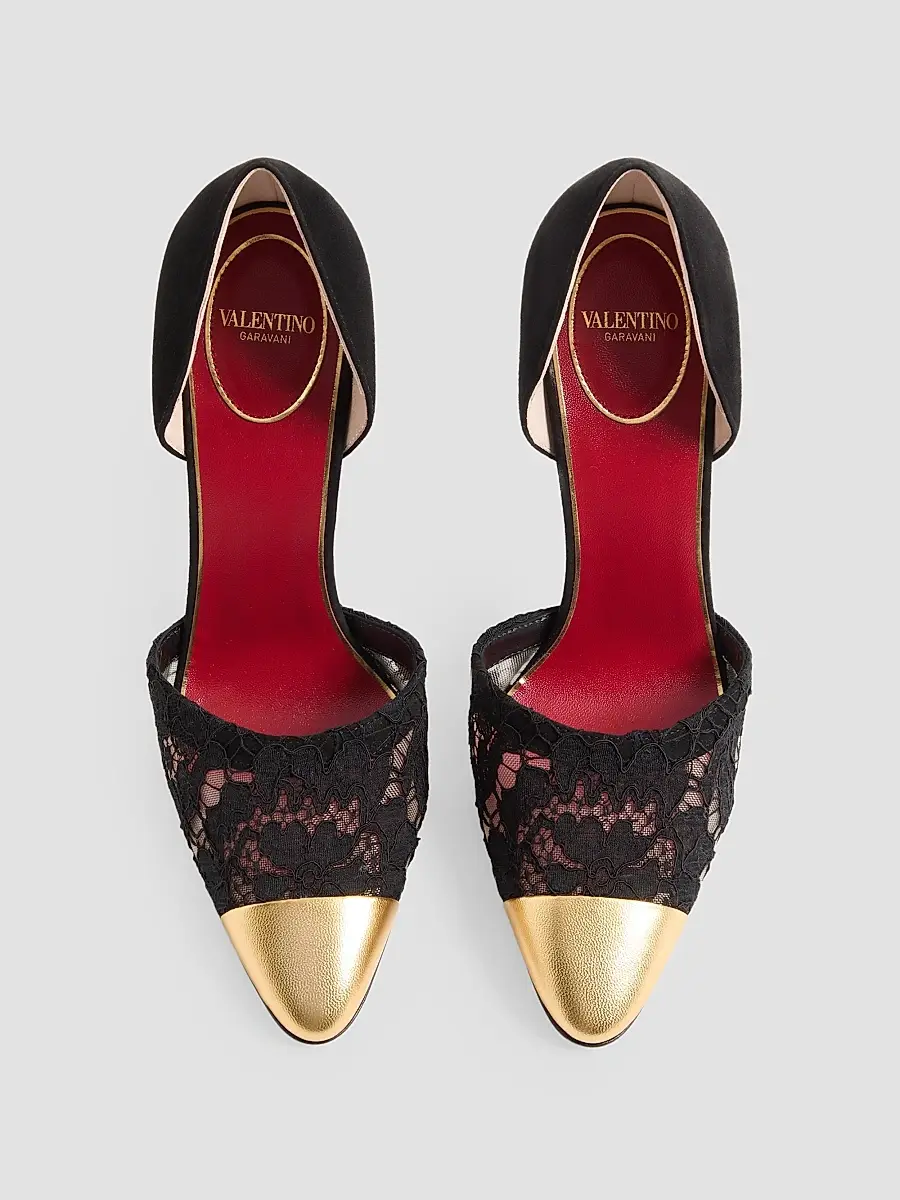Valentino Women's Sinead Suede and Lace 105MM Pumps | Thumbnail 4 Valentino Women's Sinead Suede and Lace 105MM Pumps | Thumbnail 4