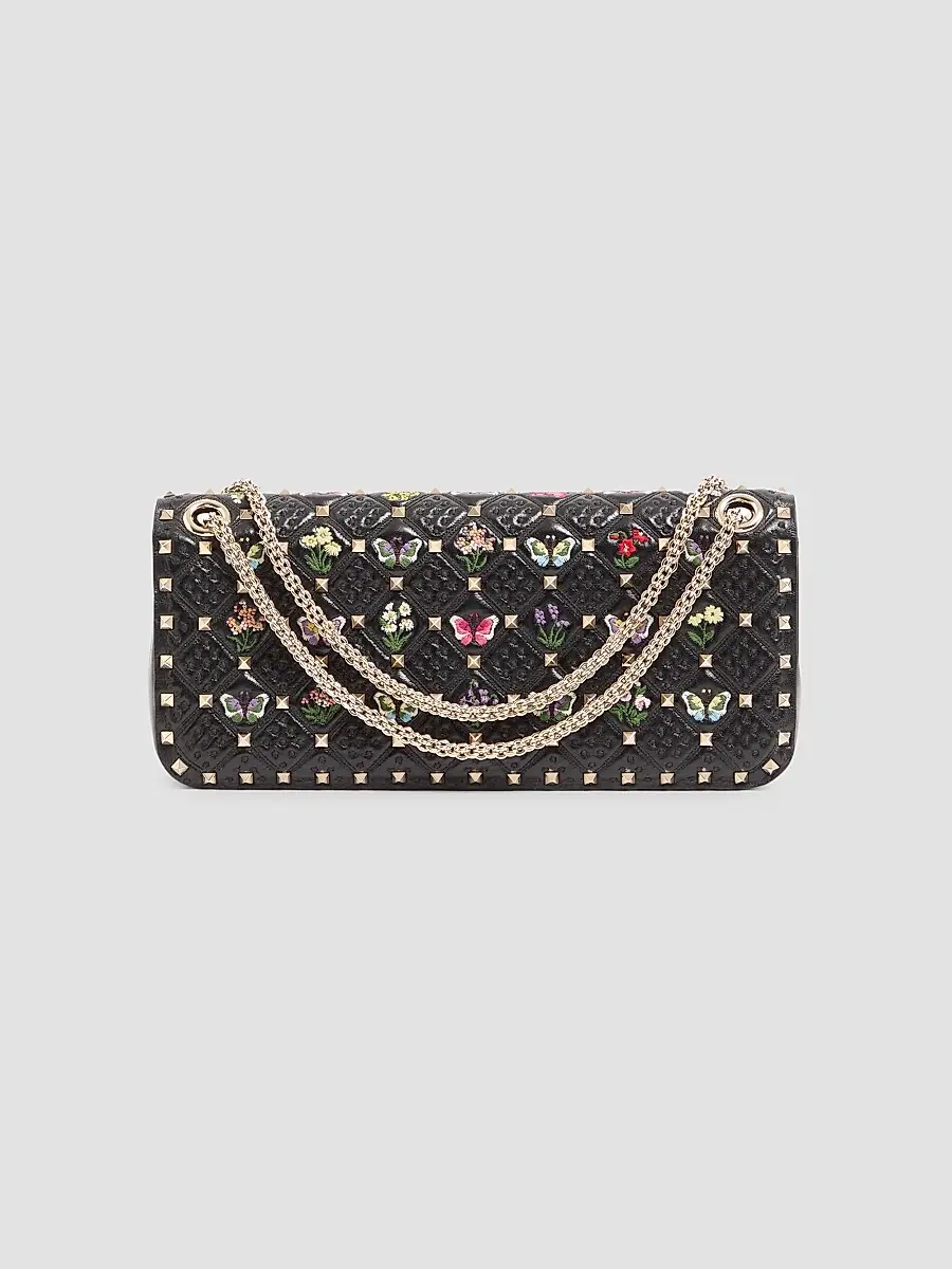 Valentino Women's Rockstud Spike Shoulder Bag in Embroidered Nappa Leather | Thumbnail 2 Valentino Women's Rockstud Spike Shoulder Bag in Embroidered Nappa Leather | Thumbnail 2