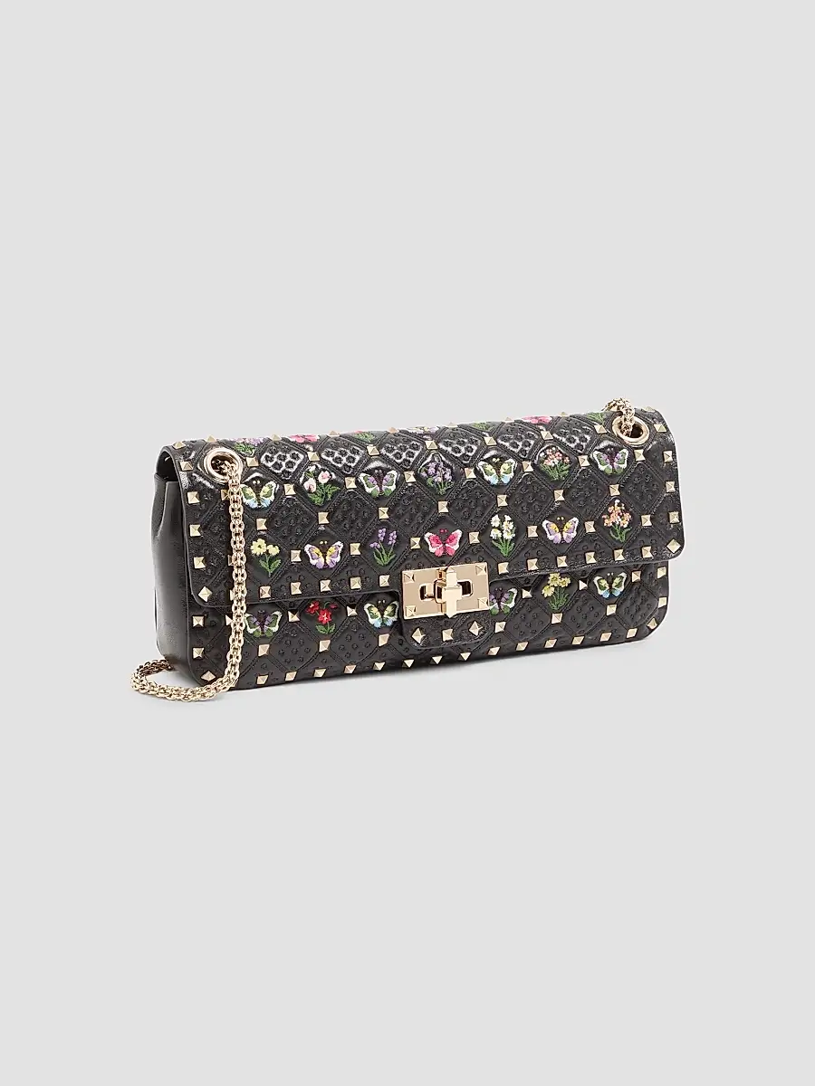 Valentino Women's Rockstud Spike Shoulder Bag in Embroidered Nappa Leather | Thumbnail 3 Valentino Women's Rockstud Spike Shoulder Bag in Embroidered Nappa Leather | Thumbnail 3