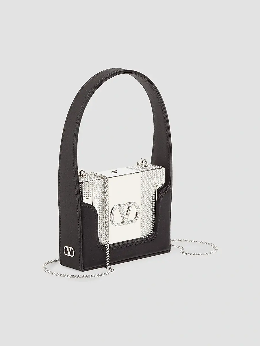 Valentino Women's Minaumorphe Minaudière Clutch in Metal with Swarovski Crystals - Palladium Black | Thumbnail 3