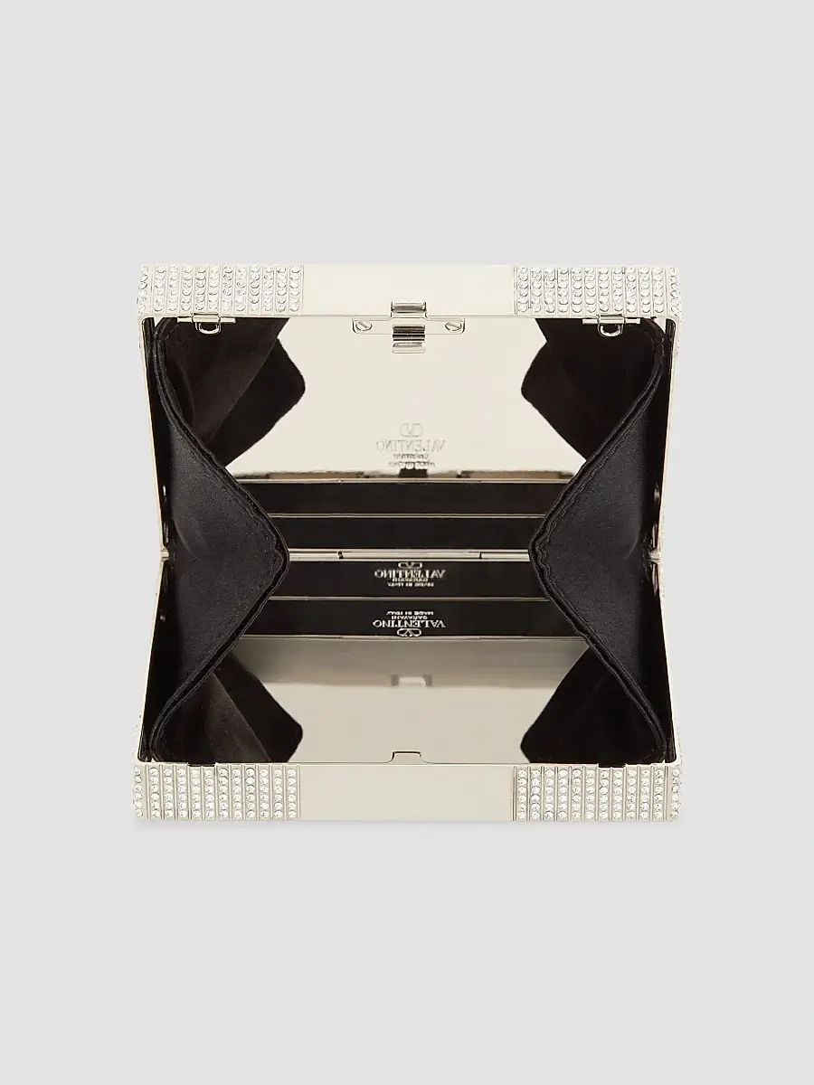 Valentino Women's Minaumorphe Minaudière Clutch in Metal with Swarovski Crystals - Palladium Black | Thumbnail 5