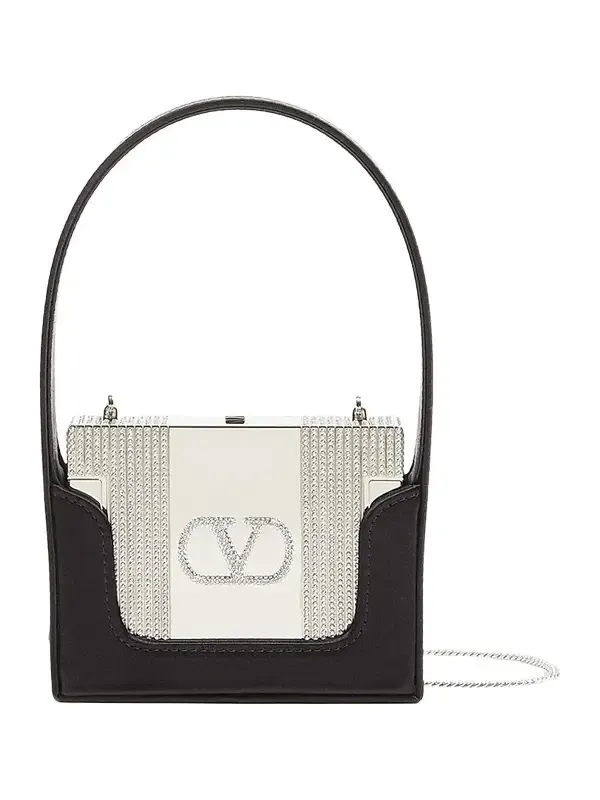 Valentino Women's Minaumorphe Minaudière Clutch in Metal with Swarovski Crystals - Palladium Black