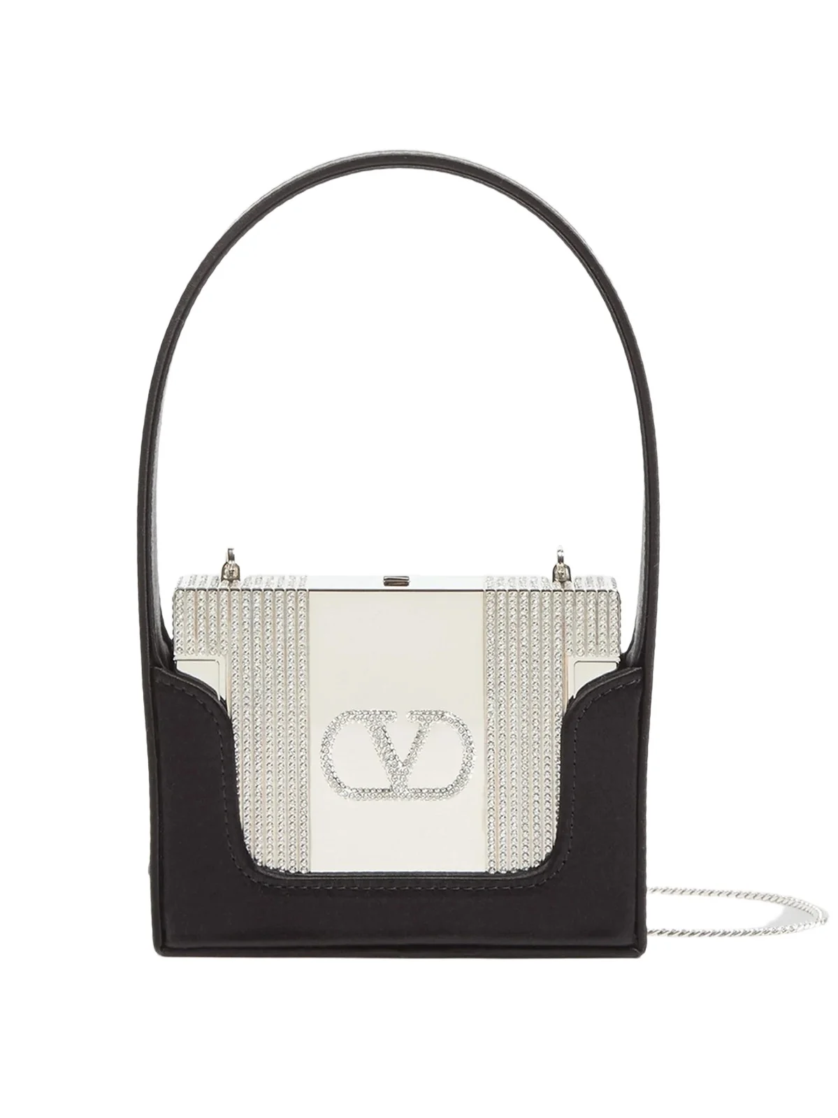 Valentino Women's Minaumorphe Minaudière Clutch in Metal with Swarovski Crystals - Palladium Black