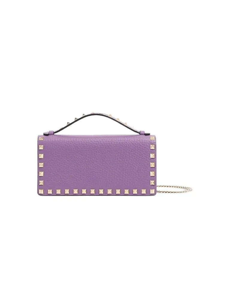 Valentino Garavani Women's Rockstud Wallet with Chain - Purple | Image 1 Valentino Garavani Women's Rockstud Wallet with Chain - Purple | Image 1
