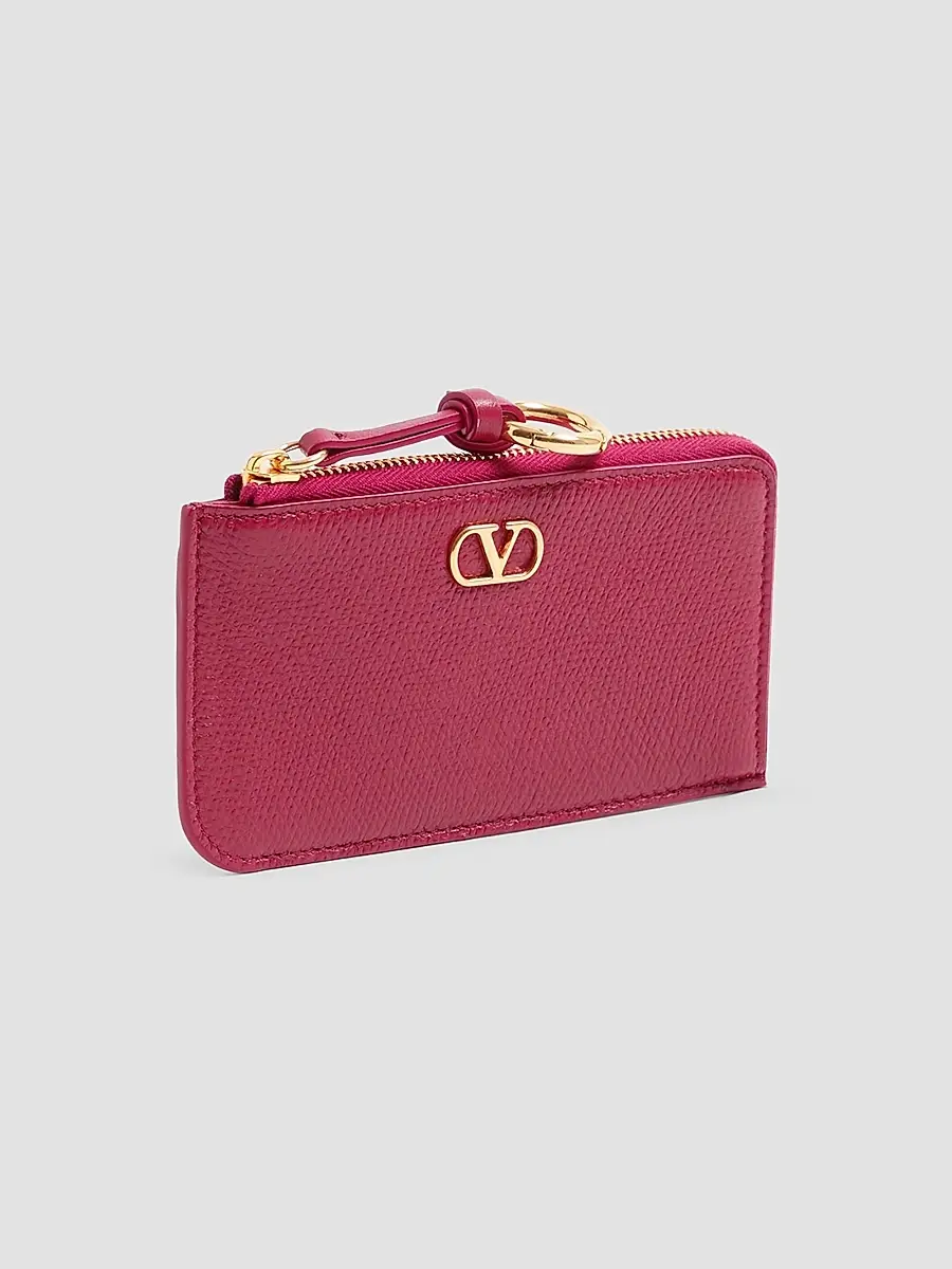 Valentino Women's Zip-Around Charm Card Holder in Grainy Calfskin - Insolent | Thumbnail 2