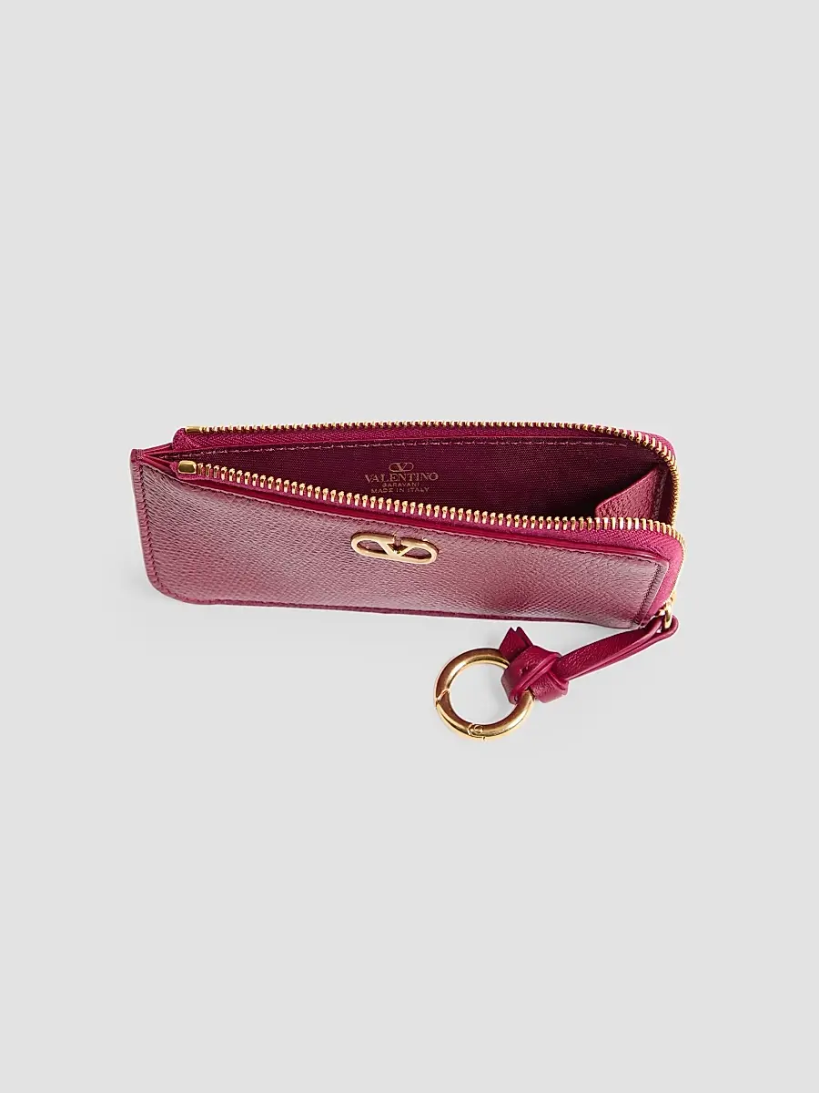 Valentino Women's Zip-Around Charm Card Holder in Grainy Calfskin - Insolent | Thumbnail 4