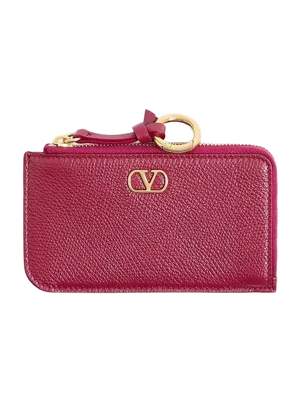 Women's Zip-Around Charm Card Holder in Grainy Calfskin - Insolent Women's Zip-Around Charm Card Holder in Grainy Calfskin - Insolent
