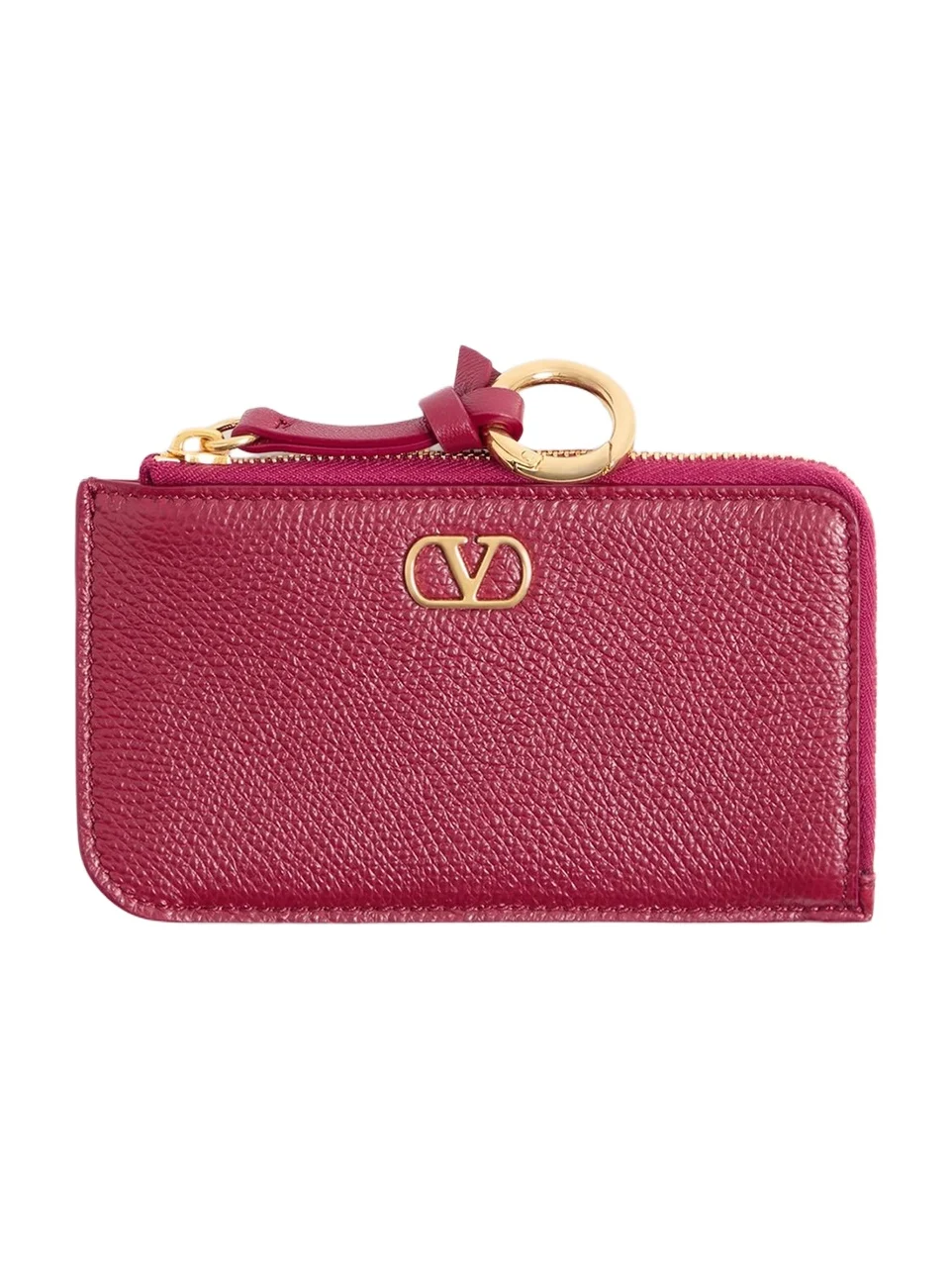 Valentino Women's Zip-Around Charm Card Holder in Grainy Calfskin - Insolent