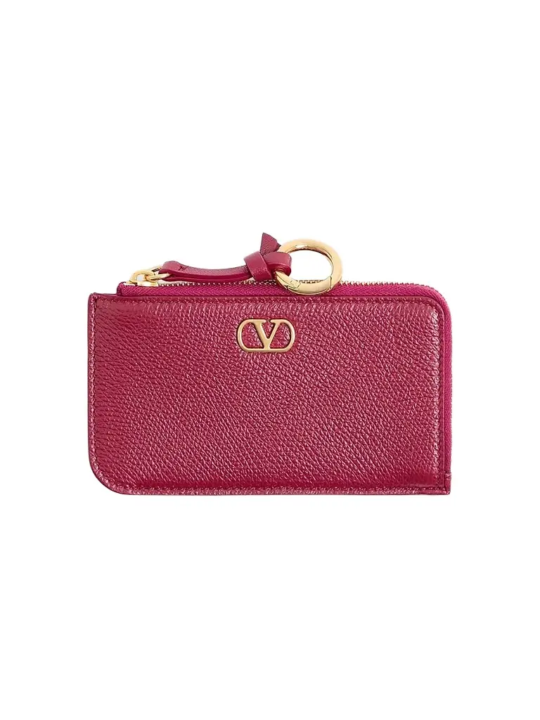 Valentino Garavani Women's Zip-Around Charm Card Holder in Grainy Calfskin - Insolent | Image 1 Valentino Garavani Women's Zip-Around Charm Card Holder in Grainy Calfskin - Insolent | Image 1